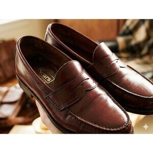 VTG Sears Neolite Men’s 10.5 D Burgundy Leather Oxblood Academia Penny Loafers